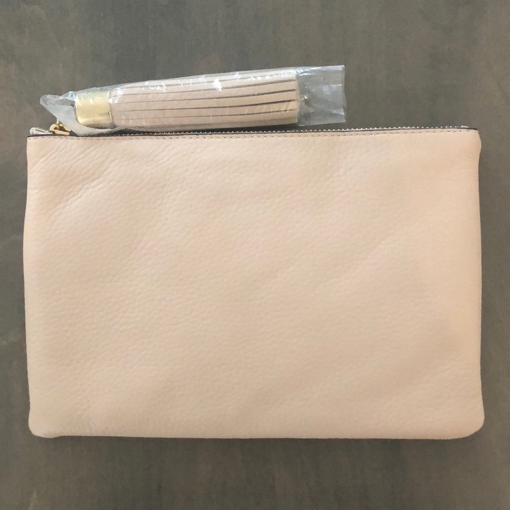 G.I.L.I. Italian Leather Pouch/Clutch, Pink Sand